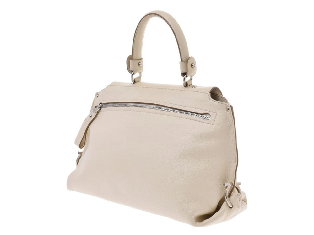 Salvatore Ferragamo white Gancini leather handbag strap White